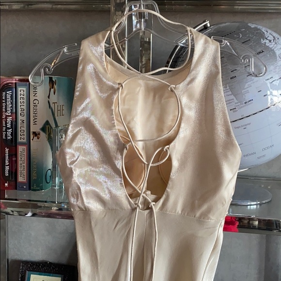 In phase fashions cream beaded lace back dress - Picture 3 of 4